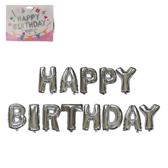 ZAB/BALON NAPIS HAPPY BIRTHDAY SREBRNY (1/500) -zdjęcie numer 1