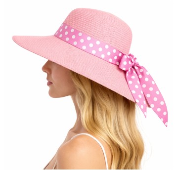ADZ/KAPELUSZ DAMSKI LETNI SŁONKOWY KOKARD RÓŻ(100)