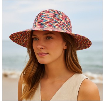ADZ/KAPELUSZ DAMSKI LETNI Wzór Tęcza C.SPLOT (300)