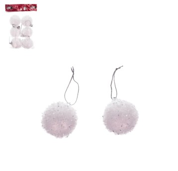 BOŻ/BOMBKI BIAŁE Z BROKATEM śr.6cm kpl.6szt (125)