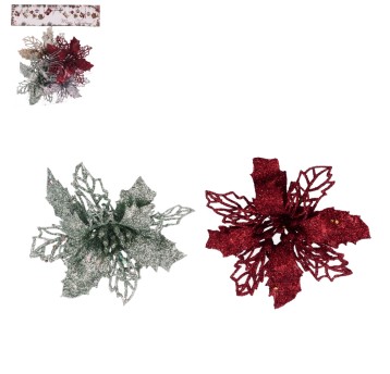 BOŻ/DEKORACJA ŚWIĄTECZNA KWIAT kpl.4szt.10cm (720)