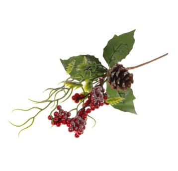 BOŻ/GAŁĄZKA ZIELONO- CZERWONA Z SZYSZKĄ