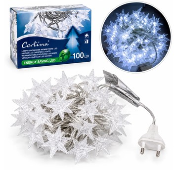 BOŻ/GIRLAND 100LED GWIAZDKI ZIMNA BIAŁA+KOLOR 220V