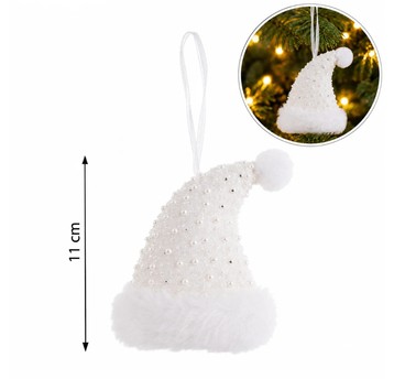BOŻ/OZDOBA CHOINKOWA CZAPKA z PLUSZU wys.11cm *BR*