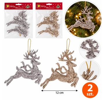 BOŻ/OZDOBA CHOINKOWA RENIFER kpl.2szt śr.12cm *BR*