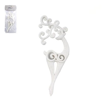 BOŻ/RENIFER BIAŁY Z BROKATEM ZAWIESZKA wys.18cm*BR