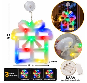 BOŻ/ZAWIESZ DO OKNA PREZENT LED NA BATERIE (120)