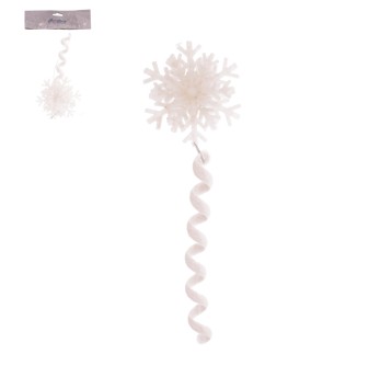 BOŻ/ZAWIESZKA BIAŁA BROKAT ŚNIEŻYNKA dł.35cm *BR*