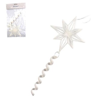 BOŻ/ZAWIESZKA BIAŁA BROKATOWA GWIAZDA dł.35cm