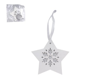 BOŻ/ZAWIESZKA DREWNIANA GWIAZDA BIAŁA wys.14cm*BR*