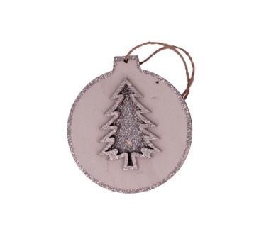 BOŻ/ZAWIESZKA DREWNIANA Z CHOINKĄ śr.8,5cm *BR*