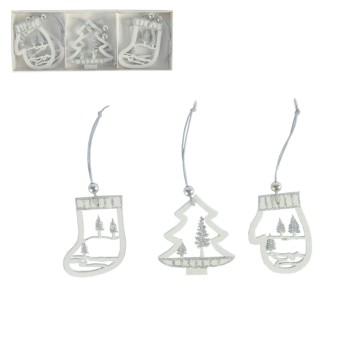 BOŻ/ZAWIESZKI DREWNIANE MIX kpl.6szt 5,5/6cm. *BR*