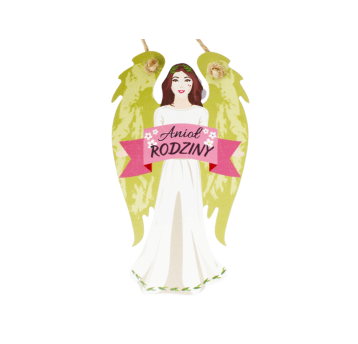 DEK/ANIOŁ Z DREWNA ANIOŁ RODZINY wys.21cm