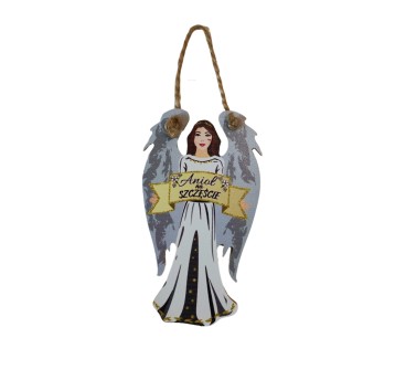 DEK/ANIOŁ Z DREWNA NA SZCZĘŚCIE wys.14,5cm