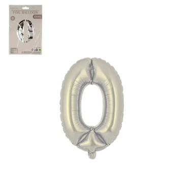 DEK/BALON FOLIOWY CYFRA 0 KOLOR SREBRNY (1/1200)