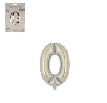 DEK/BALON FOLIOWY CYFRA 0 KOLOR SREBRNY 16 (1/10)