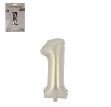 DEK/BALON FOLIOWY CYFRA 1 KOLOR SREBRNY 16 (1/10)