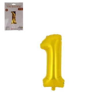 DEK/BALON FOLIOWY CYFRA 1 KOLOR ZŁOTY 16" (1/2400)