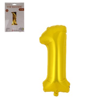 DEK/BALON FOLIOWY CYFRA 1 KOLOR ZŁOTY 32" (1/10)