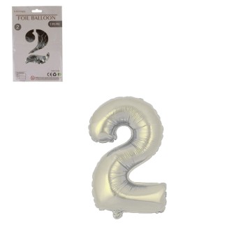 DEK/BALON FOLIOWY CYFRA 2 KOLOR SREBRNY 16 (1/10)