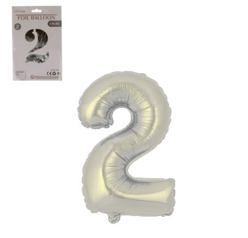 DEK/BALON FOLIOWY CYFRA 2 KOLOR SREBRNY 32(1/1200)