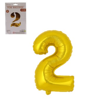 DEK/BALON FOLIOWY CYFRA 2 KOLOR ZŁOTY 32" (1/10)