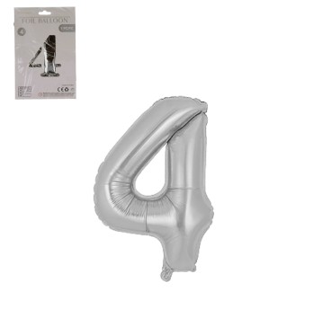 DEK/BALON FOLIOWY CYFRA 4 KOLOR SREBRNY 32(1/1200)