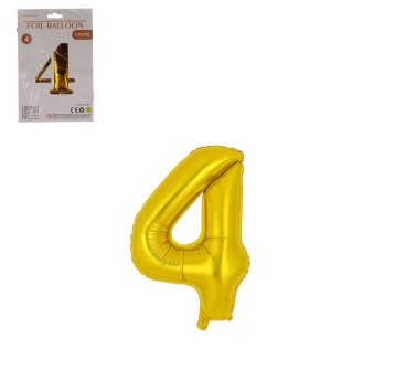 DEK/BALON FOLIOWY CYFRA 4 KOLOR ZŁOTY 16" (1/2400)