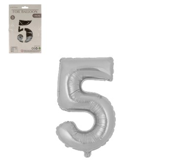 DEK/BALON FOLIOWY CYFRA 5 KOLOR SREBRNY 32(1/1200)