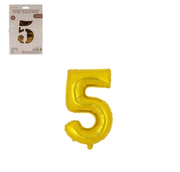 DEK/BALON FOLIOWY CYFRA 5 KOLOR ZŁOTY 16" (1/2400)