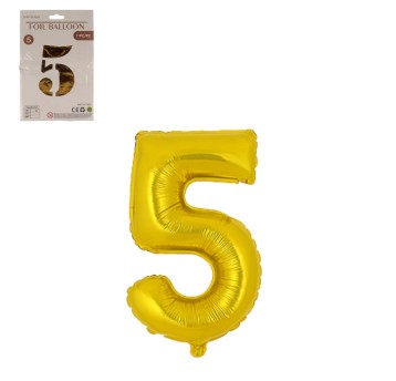 DEK/BALON FOLIOWY CYFRA 5 KOLOR ZŁOTY 32" (1/10)