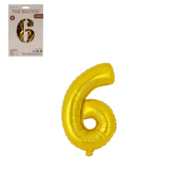 DEK/BALON FOLIOWY CYFRA 6 KOLOR ZŁOTY 16" (1/2400)