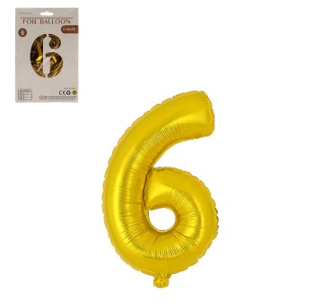 DEK/BALON FOLIOWY CYFRA 6 KOLOR ZŁOTY 32" (1/10)