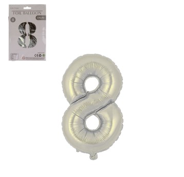 DEK/BALON FOLIOWY CYFRA 8 KOLOR SREBRNY 32(1/1200)