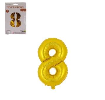 DEK/BALON FOLIOWY CYFRA 8 KOLOR ZŁOTY 16" (1/2400)