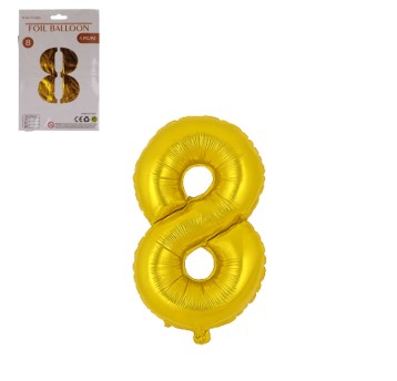 DEK/BALON FOLIOWY CYFRA 8 KOLOR ZŁOTY 32" (1/10)