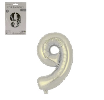 DEK/BALON FOLIOWY CYFRA 9 KOLOR SREBRNY 32(1/1200)