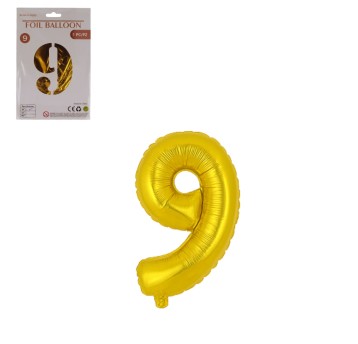 DEK/BALON FOLIOWY CYFRA 9 KOLOR ZŁOTY 16" (1/2400)