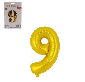 DEK/BALON FOLIOWY CYFRA 9 KOLOR ZŁOTY 32" (1/10)