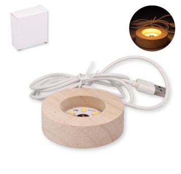 DEK/PODSTAWA Z DREWNA LED KABEL USB śr.6cm. (200)