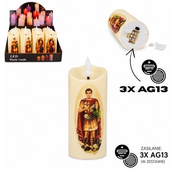 DEK/ŚWIECA LED na BATERIE AG ŚWIĘTA 11cm.(12/480)