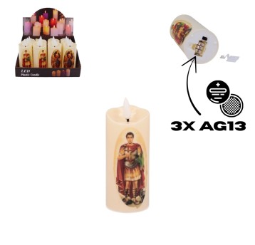 DEK/ŚWIECA LED na BATERIE AG ŚWIĘTA 11cm.(12/480)