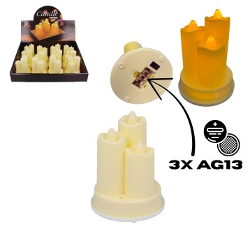 DEK/ŚWIECA LED na BATERIE AG13 EKRI wys.8 (12/360)