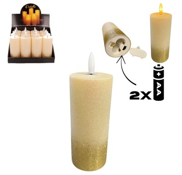 DEK/ŚWIECA LED na BATERIE BROKAT Wys.15cm (12/240)