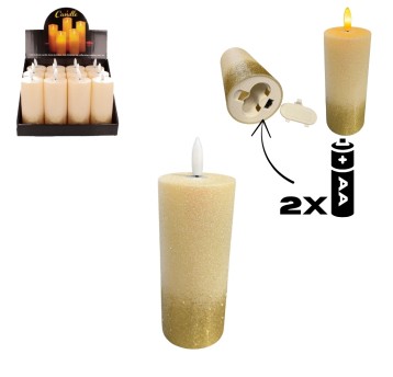 DEK/ŚWIECA LED na BATERIE LR6 BROKAT 13cm.(12/240)