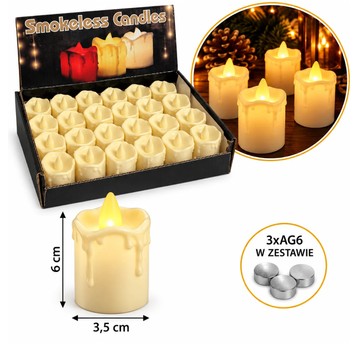 DEK/ŚWIECZKA LED NA BATERIE BEŻ OKAP. 6cm (24/960)
