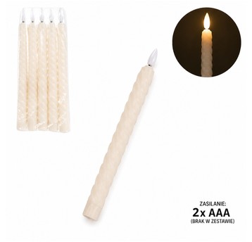 DEK/ŚWIECZKA LED NA BATERIE KRĘCONA 26cm (6/480)