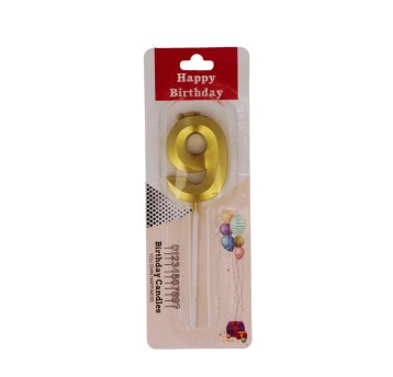 DEK/ŚWIECZKA URODZINOWA 3D, "9" ZŁOTA (1/12)