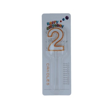 DEK/ŚWIECZKA URODZINOWA BROKAT ZŁOTY "2" (1/50)
