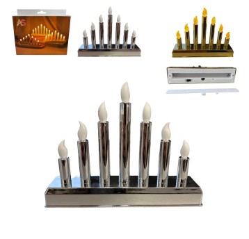 DEK/ŚWIECZNIK LED NA BATERIE 8LAMP18x14cm SREBNY